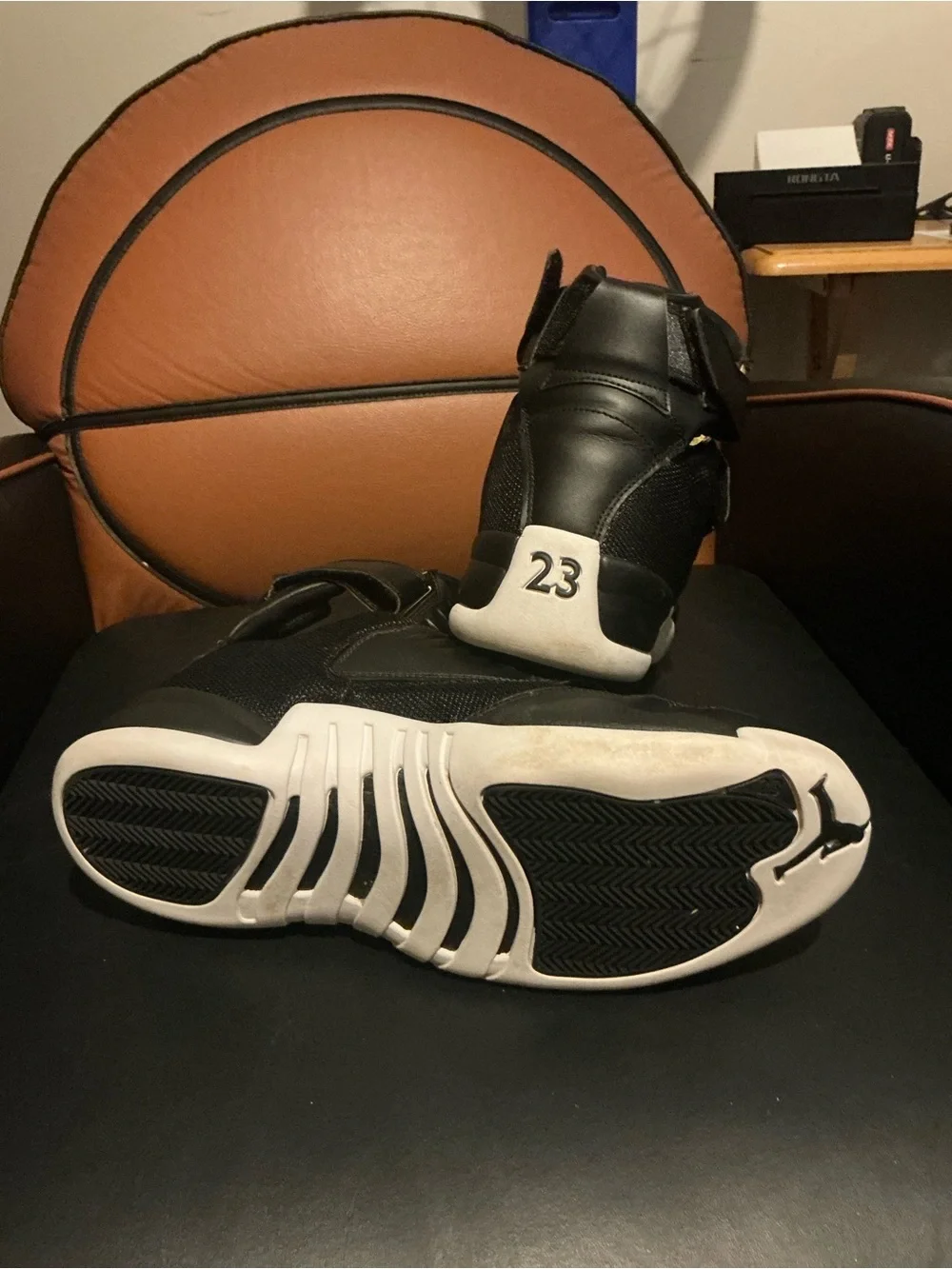 Jordan Men’s Black High-Top Basketball Sneakers with Gold Jumpman